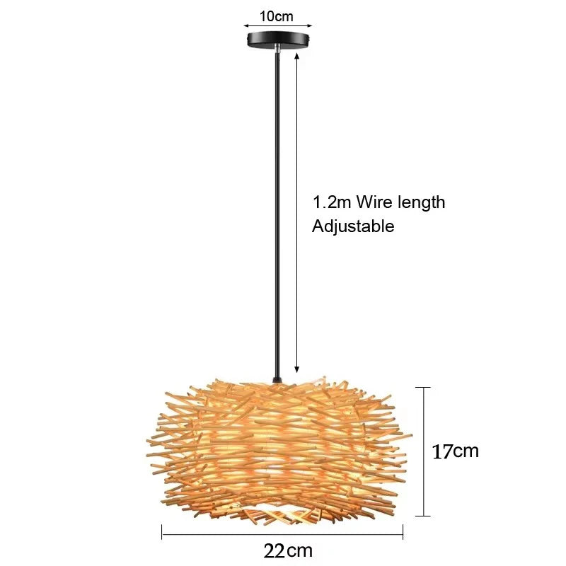 Lámpara colgante de bambú de última moda, luces de techo de ratán y mimbre, trenzado tejido a mano, suspendida, para el hogar y el comedor, decoración interior trenzada.