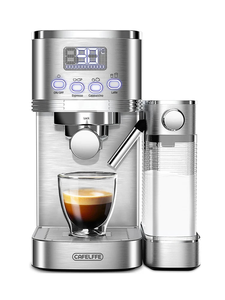 Cafetera Cafelffe Cafetería automática Cappuccino Latte Espresso Máquina totalmente automática Espumador de leche Acero inoxidable 3 en 1