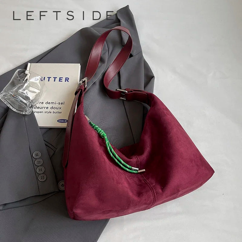 Bolsos Hobo de Piel PU de LEFTSIDE para Mujer, Bolso de hombro de invierno para mujer, Nueva Tendencia de Moda Coreana 2025, Bolsos y Carteras Y2K