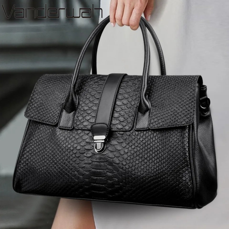 Bolso grande de alta calidad con estampado de serpiente, bolsos de piel, bolso de hombro para mujer, bolso de compras para mujer, bolso de mano informal de moda, bolso de mano Sac