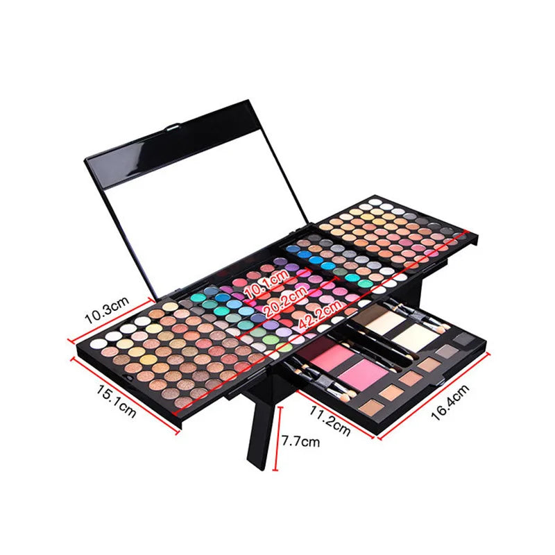 Set de maquillaje para mujer: kit completo de maquillaje, barra de labios, brillo de ojos, delineador, máscara de pestañas, colorete, base de maquillaje, polvos, sombra de ojos resistente al agua, producto para cejas.
