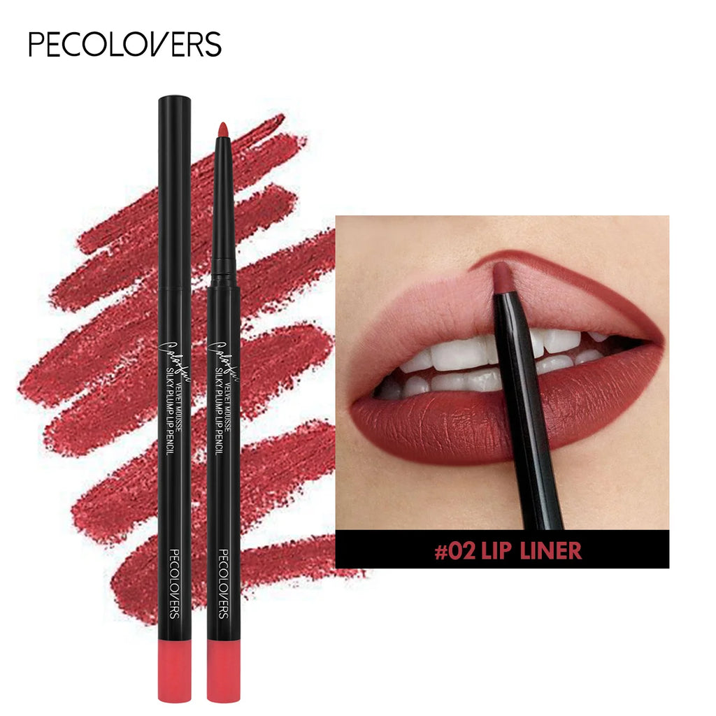 Lápiz delineador de labios mate resistente al agua, labial rojo con contorno, larga duración, no se transfiere, hidratante para labios, maquillaje, 12 colores.