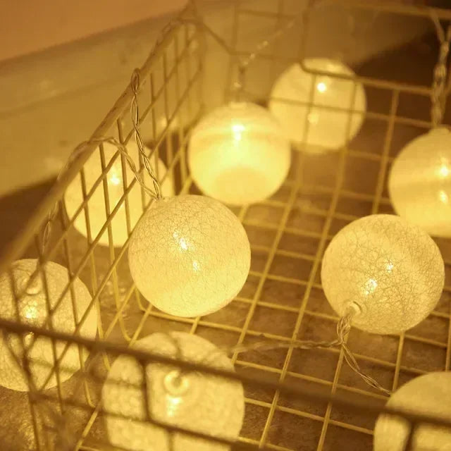 Guirnalda de bolas de algodón de 1,5/3 m, luces colgantes para Navidad, fiestas al aire libre, habitaciones infantiles, camas, luces de hadas, decoraciones para bodas.