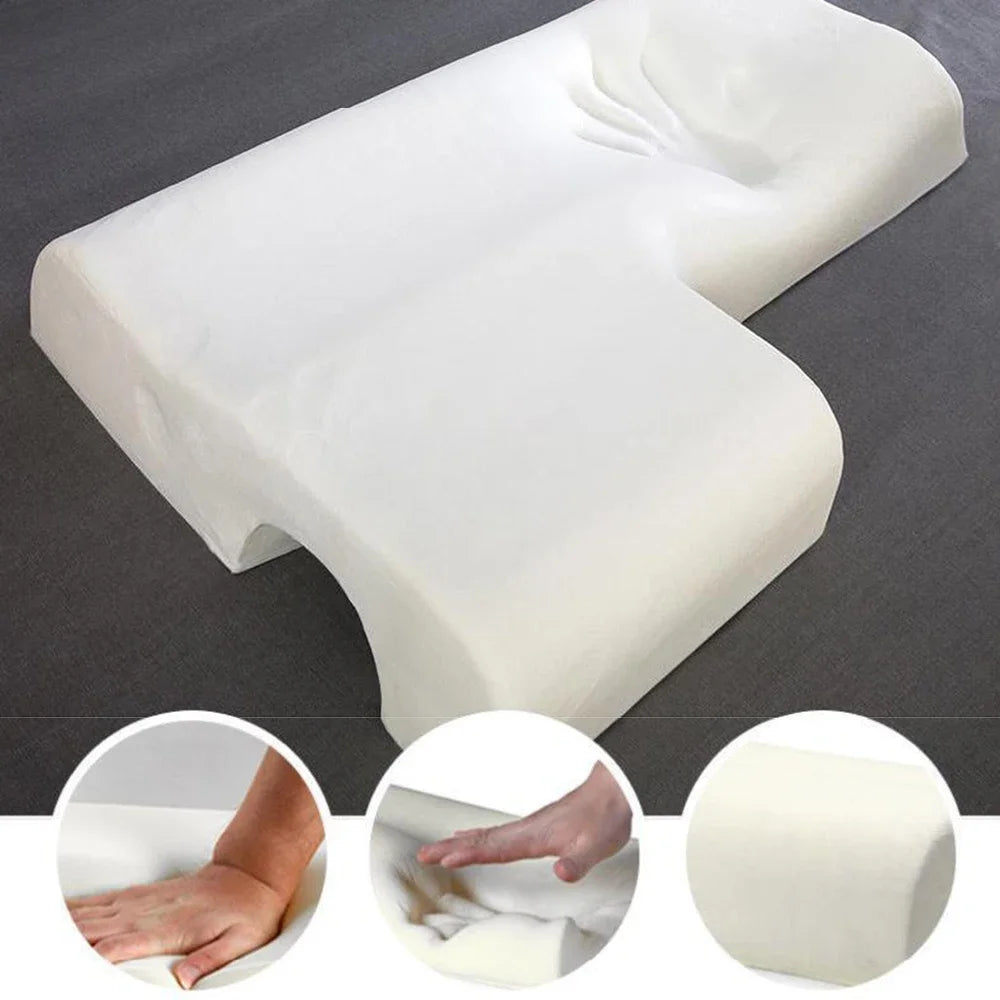 Almohada arqueada para parejas con espuma viscoelástica transpirable de rebote lento, almohada para dormir que protege las manos y el cuello, evitando la presión.
