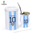 Juego de mate para capitán argentino n.° 10, con calabaza y yerbero, lata de té, bombilla (pajita) y taza de mate.
