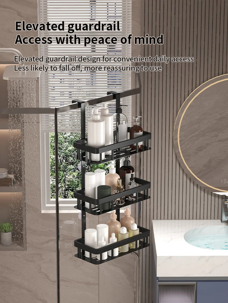 Estante de almacenamiento de tres niveles para pared de baño, estante para puerta, estante para gel de ducha, estante de almacenamiento para artículos de baño