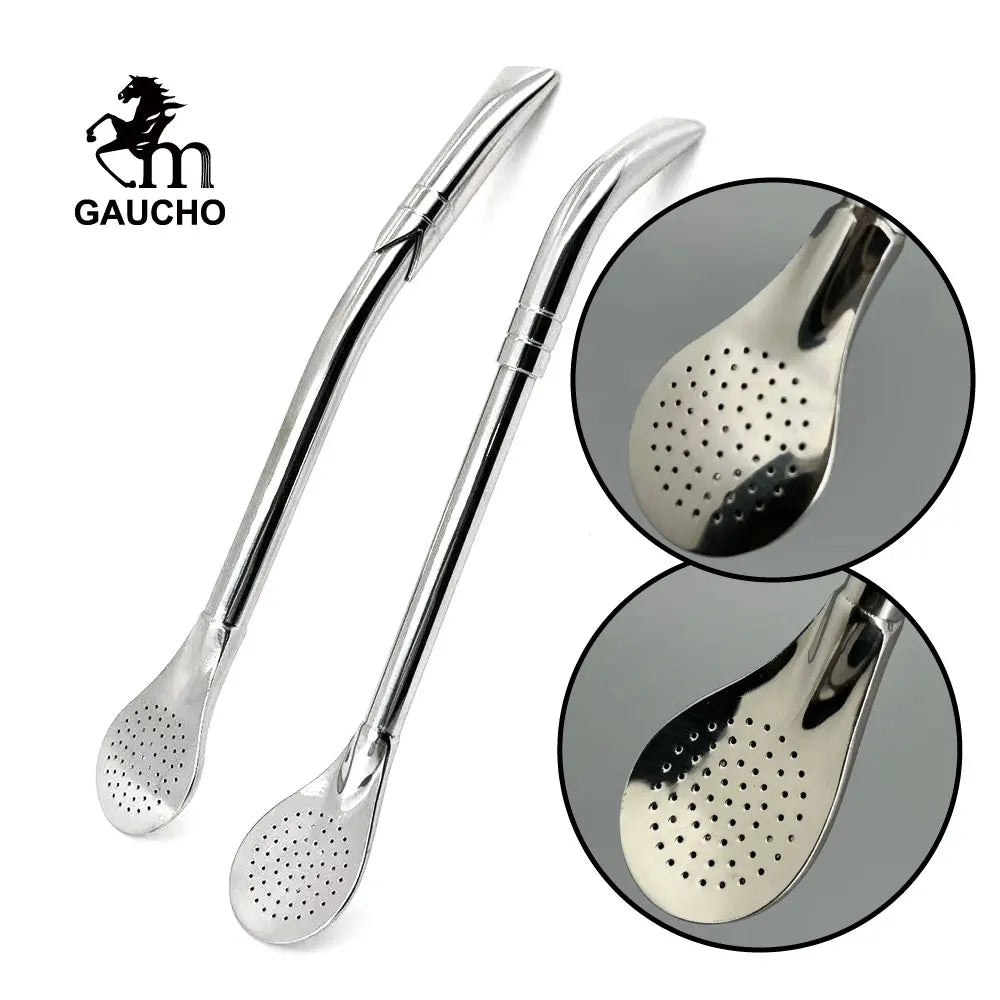 Bombilla Gaucho Yerba Mate de 19 cm, acabado espejo, acero inoxidable de alta calidad, filtro extraíble o no extraíble (opcional).