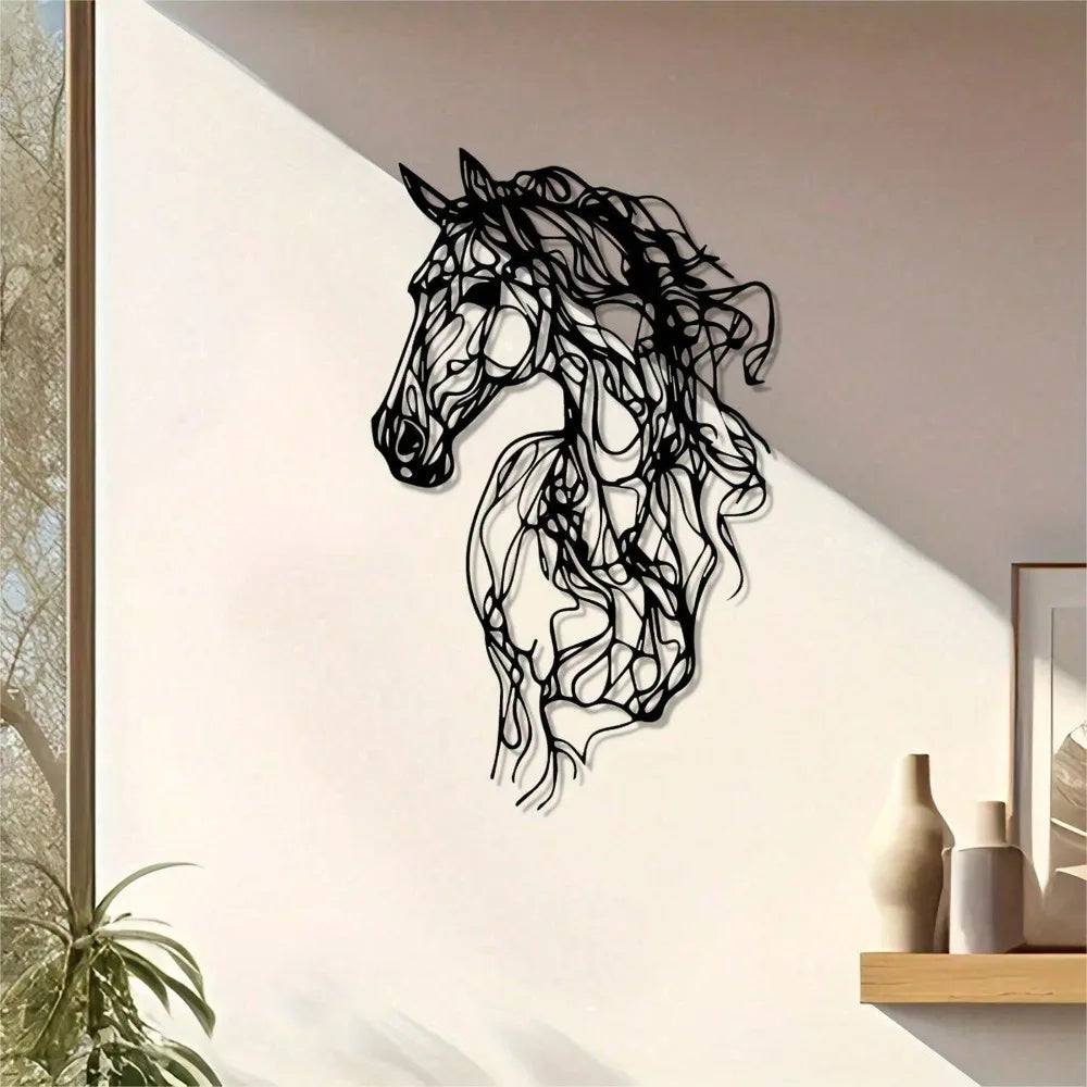 Decoración de pared de caballo de metal, arte de pared de hierro resistente a la intemperie para jardín, patio, interior, regalo de Navidad, decoración moderna para el hogar.
