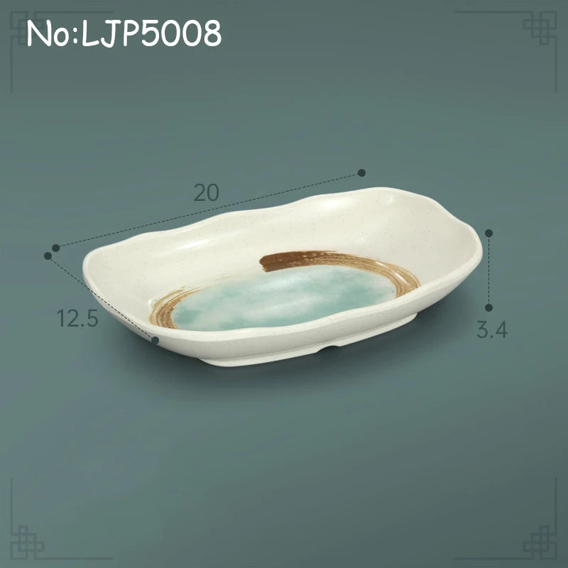 Juego de platos planos de melamina, bandeja comercial para comida rápida, plato plano para sushi y filete de restaurante, estilo palacio, vajilla irrompible
