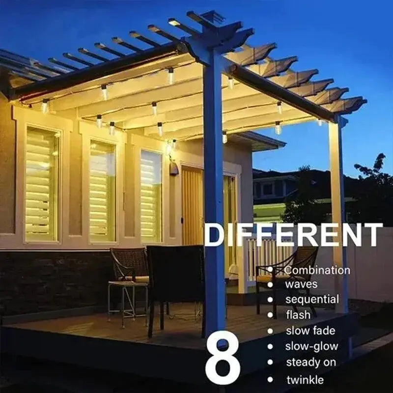 1 unidad de guirnalda de luces solares, lámparas de jardín impermeables para exteriores, jardín, terraza, balcón, camping, decoración retro para fiestas.