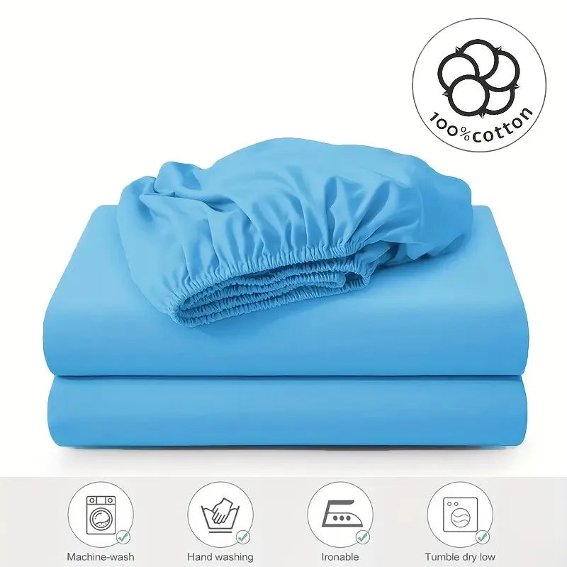 Sábana bajera ajustable 100% algodón, suave y transpirable, con bandas elásticas, para cama individual, doble, king y queen.