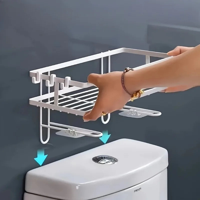 Estante de almacenamiento para inodoro sin perforaciones, estante de almacenamiento diverso para baño, estante de almacenamiento multifuncional para baño