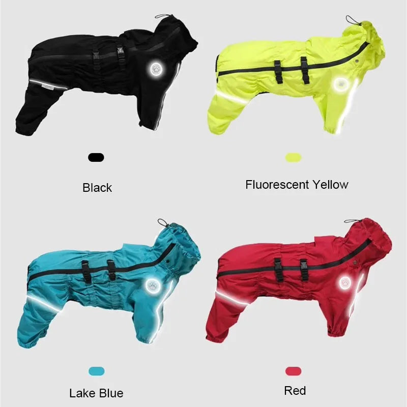 Chaqueta impermeable para perros, abrigo reflectante para la lluvia, monos y enterizos rojos para perros, impermeable de otoño e invierno para perros grandes.