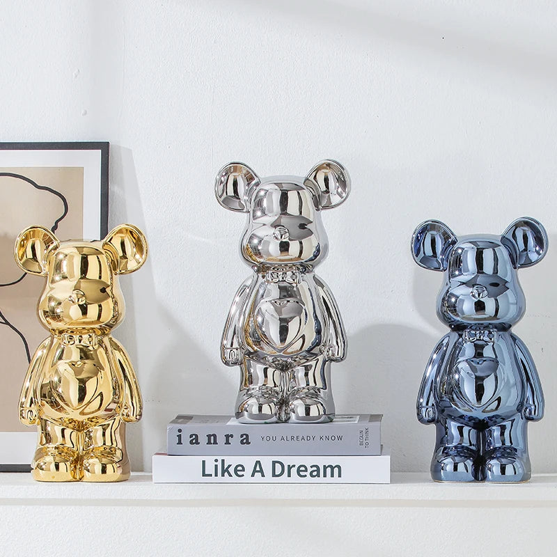 17/27/cm Oso estético Ladrillo Estatua de cerámica Oso de peluche decoración figura de acción Esculturas Adorno para habitación Decoración del hogar Manualidades