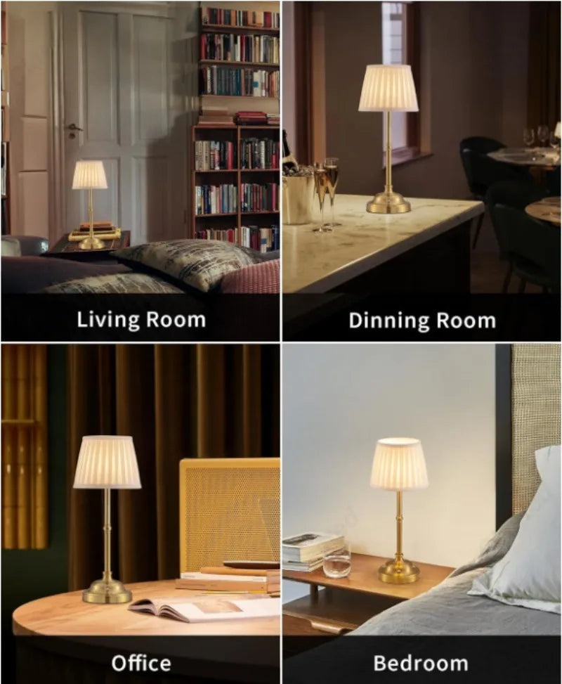 Lámpara de escritorio LED creativa con carga táctil y atenuación, lámpara de mesa de noche para dormitorio, iluminación ambiental pequeña de alta gama