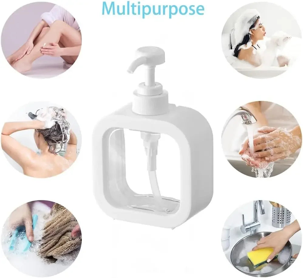 1 dispensador de jabón de baño recargable de 300 ml/500 ml para loción, champú y gel de ducha. Dispensador portátil de viaje con bomba de baño vacía.