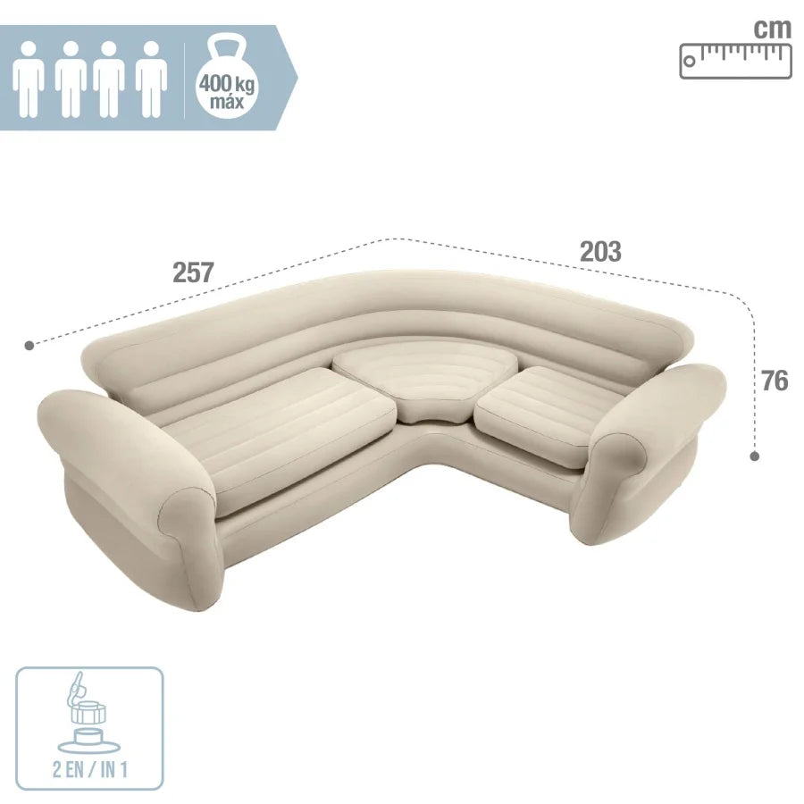 68575NP Inflatable Corner Sofa 257 x 203 x 76 cm