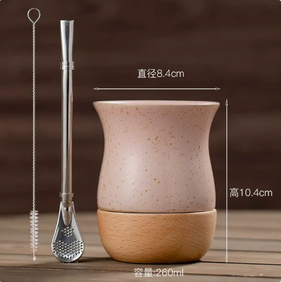 Mate de cerámica anti-quemaduras con pajita de acero inoxidable, taza especial para yerba mate, para el hogar y la oficina.