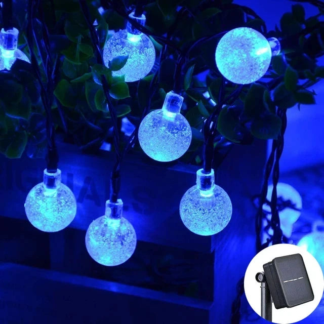 Guirnalda de luces solares tipo globo con 4 opciones de color, luces de hadas impermeables para exteriores con 8 modos para bodas, patios, fiestas y decoración del hogar.