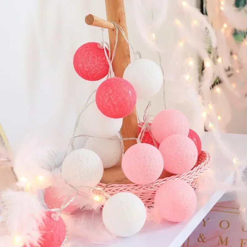 Guirnalda de bolas de algodón de 1,5/3 m, luces colgantes para Navidad, fiestas al aire libre, habitaciones infantiles, camas, luces de hadas, decoraciones para bodas.