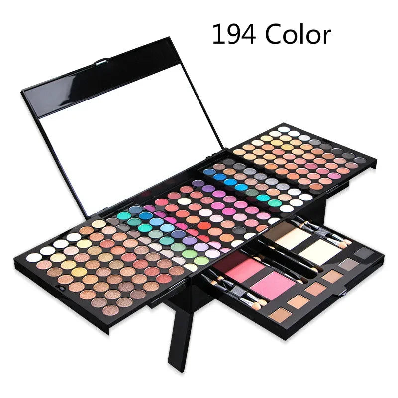 Set de maquillaje para mujer: kit completo de maquillaje, barra de labios, brillo de ojos, delineador, máscara de pestañas, colorete, base de maquillaje, polvos, sombra de ojos resistente al agua, producto para cejas.