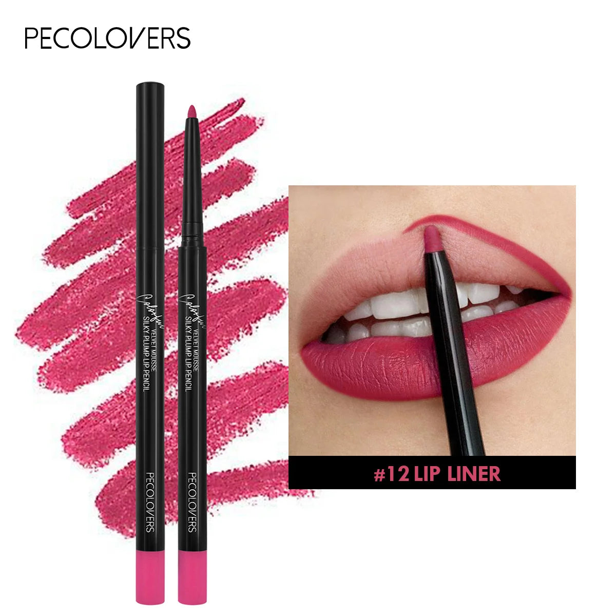 Lápiz delineador de labios mate resistente al agua, labial rojo con contorno, larga duración, no se transfiere, hidratante para labios, maquillaje, 12 colores.