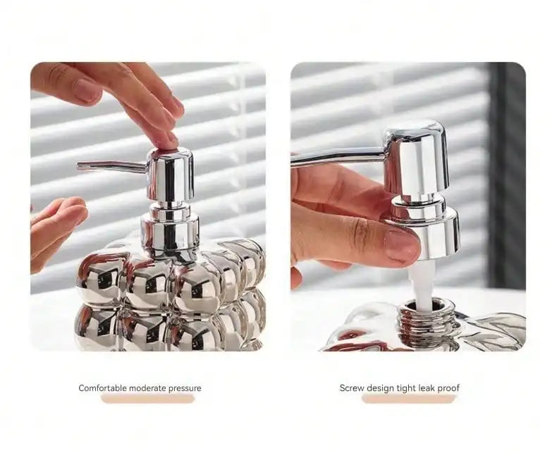 Dispensador de jabón líquido de 300 ml con dosificador de presión, botella separada, accesorios de baño, dispensador de champú y gel de ducha de cerámica para el hogar.