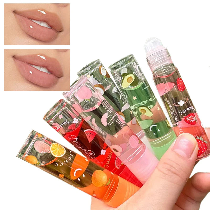 Aceite labial voluminizador transparente de 6 colores, brillo labial con efecto espejo, labial líquido transparente, hidratante, cuidado labial con frutas, maquillaje.