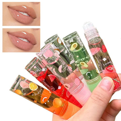 Aceite labial voluminizador transparente de 6 colores, brillo labial con efecto espejo, labial líquido transparente, hidratante, cuidado labial con frutas, maquillaje.