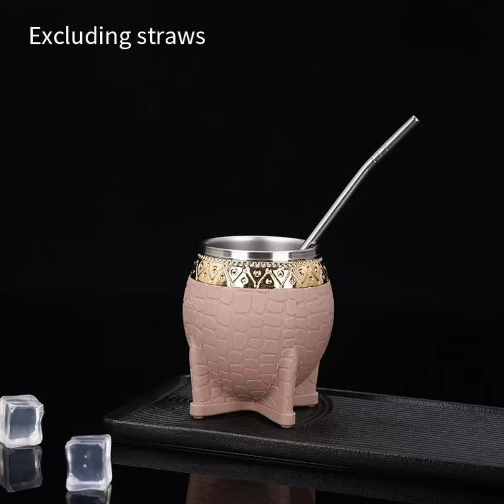 Taza para mate de acero inoxidable de doble capa con aislamiento térmico