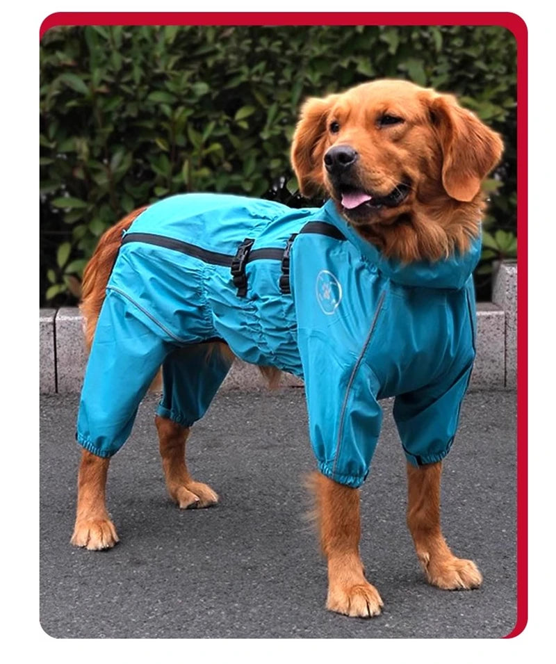 Chaqueta impermeable para perros, abrigo reflectante para la lluvia, monos y enterizos rojos para perros, impermeable de otoño e invierno para perros grandes.