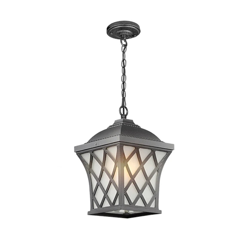 Lámpara colgante impermeable LED Retro europea, candelabro de pueblo para exteriores, luces para pasillos y balcón, luminaria colgante