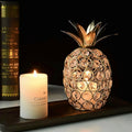 Portavelas moderno de cristal dorado y plateado con forma de piña para velas pequeñas. Adorno de piña ideal para regalos de boda y decoración de mesa.