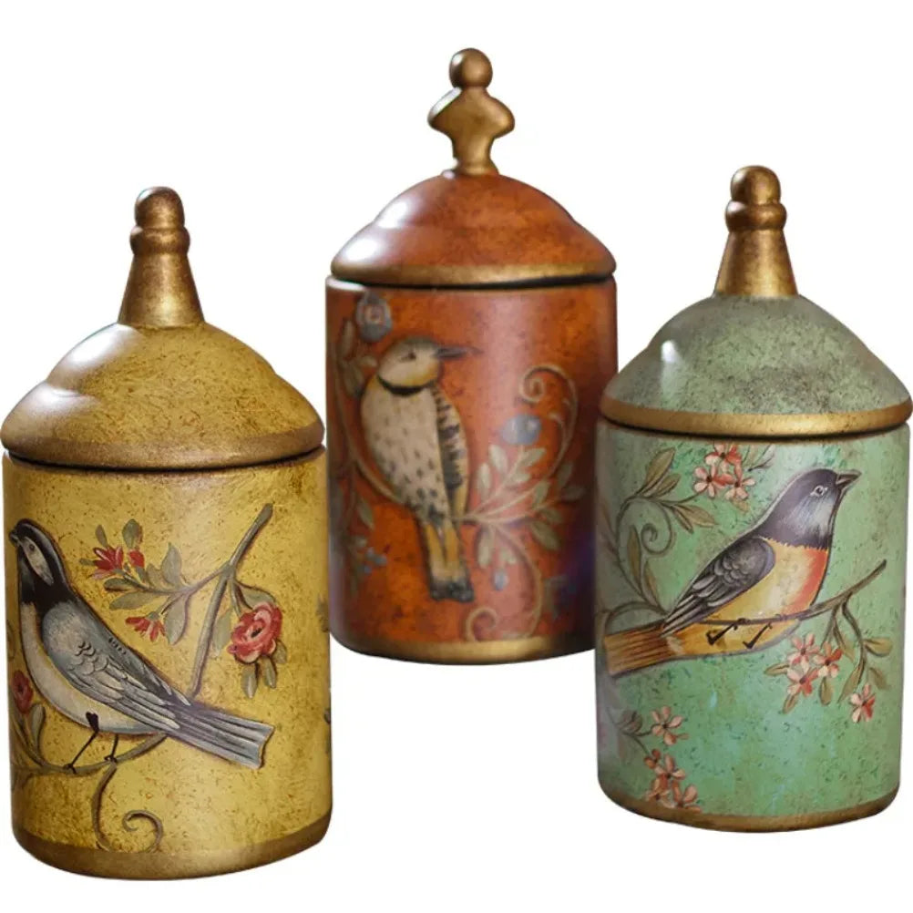 Tarros de cerámica vintage para almacenamiento, tarro de azúcar de cocina, lata de té, tarro de té esmaltado a prueba de humedad, tarro de almacenamiento, adorno antiguo para el hogar