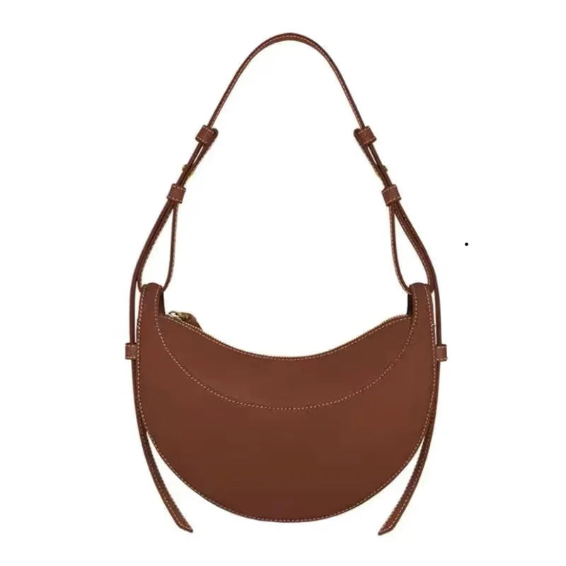 Bolso de hombro de moda para mujer 2026, bolso en forma de media luna, bolso bandolera con cremallera de diseño exclusivo.
