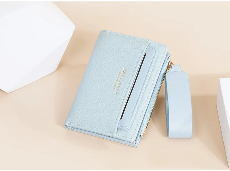 Nueva cartera para mujer con cremallera corta, elegante y de alta gama, con múltiples ranuras para tarjetas, tarjetero japonés y coreano para mujer.