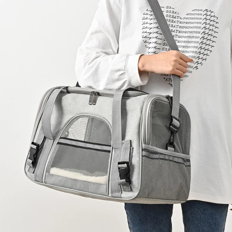 Mochila transportadora para mascotas, portátil, transpirable, plegable, bolso de hombro, bolsas transportadoras para gatos y perros, bolso de mano para viajes con mascotas.