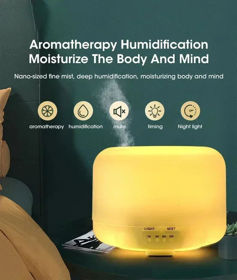 Mini humidificador USB de 500 ml con diseño de madera, difusor de aromas, humidificador de aire con luces nocturnas de colores, difusor de aceites esenciales.