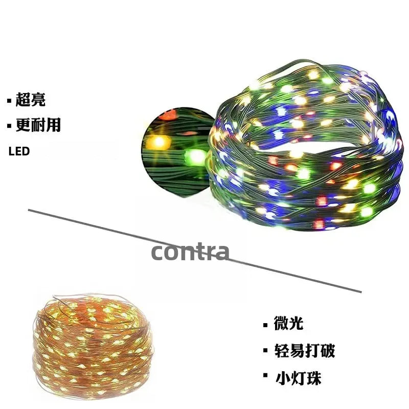 Guirnalda de luces LED de alta calidad con cable de goma, 100 m, 800 LED, 8 modos, 220 V/110 V, para exteriores, jardín, patio, césped y decoración navideña.
