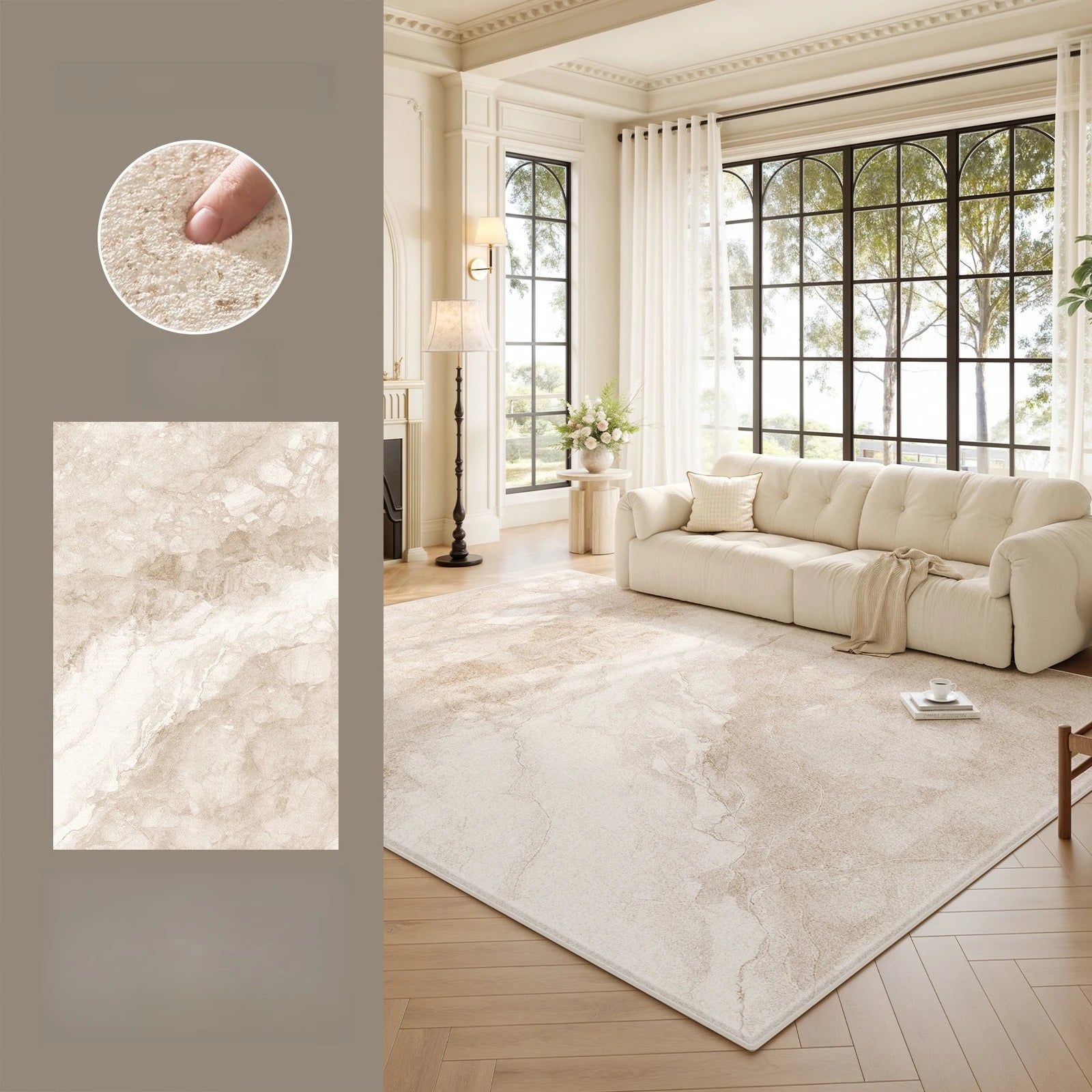Alfombra de gran tamaño para sala de estar, alfombra gruesa y mullida de estilo moderno para dormitorio, alfombra suave y esponjosa para estudio, alfombra lavable para el hogar.