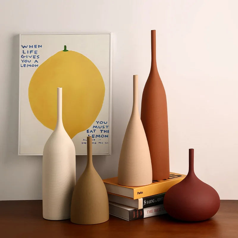 Jarrón nórdico minimalista Morandi Jarrón de cerámica vintage con textura cepillada Jarrón de cerámica vintage con textura cepillada Decoración del hogar
