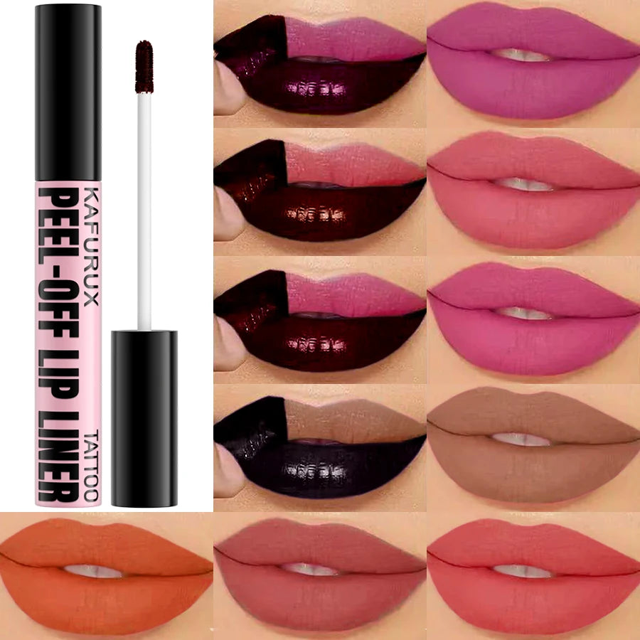 Tinte labial peel-off de 7 colores, larga duración, resistente al agua, rosa, a prueba de transferencia, no se transfiere, brillo labial de maquillaje natural