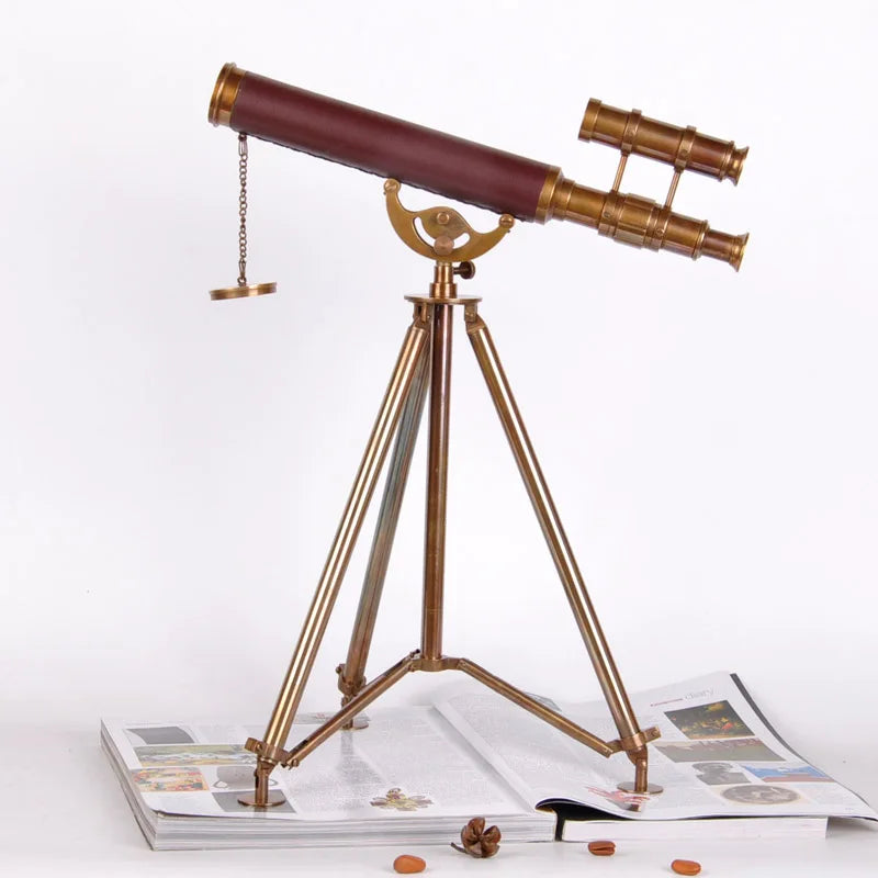 Telescopio de cobre puro, decoración de estilo europeo, americano y francés, decoración clásica suave para villas, oficinas y salas de exposición.