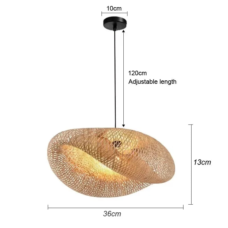 Lámpara colgante de bambú de última moda, luces de techo de ratán y mimbre, trenzado tejido a mano, suspendida, para el hogar y el comedor, decoración interior trenzada.