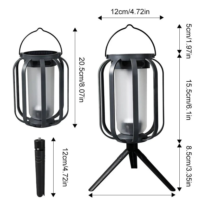 Faroles solares con luz de llama parpadeante, luces solares para jardín, escritorio, camping, impermeables, colgantes, patio y jardín.