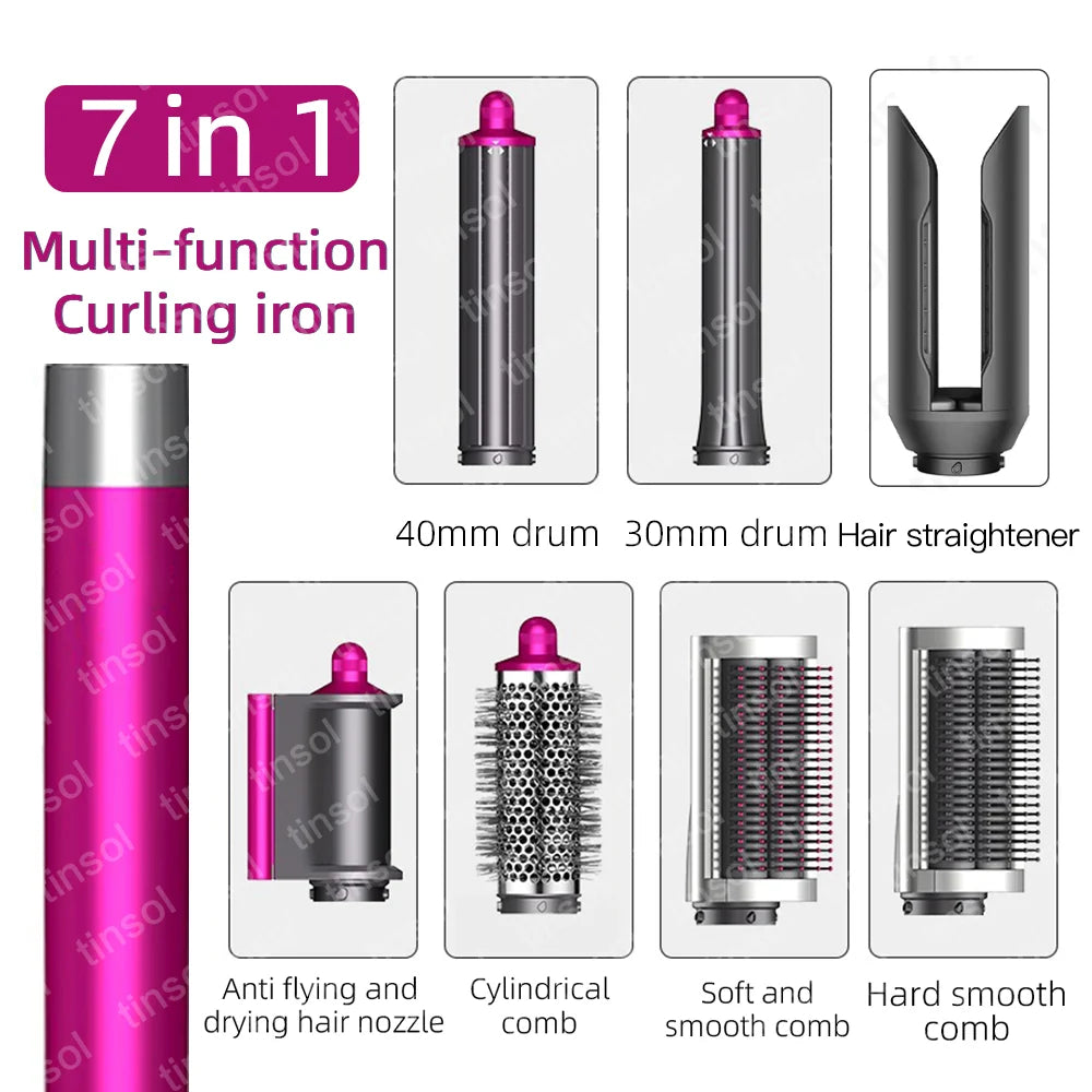 Set multifuncional 7 en 1 de secador, rizador y plancha de pelo: consigue resultados de peluquería en casa.