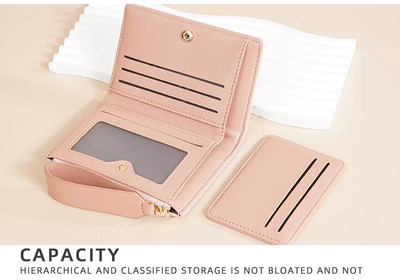 Nueva cartera para mujer con cremallera corta, elegante y de alta gama, con múltiples ranuras para tarjetas, tarjetero japonés y coreano para mujer.