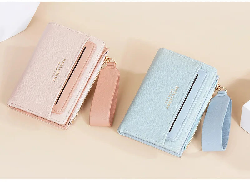 Nueva cartera para mujer con cremallera corta, elegante y de alta gama, con múltiples ranuras para tarjetas, tarjetero japonés y coreano para mujer.