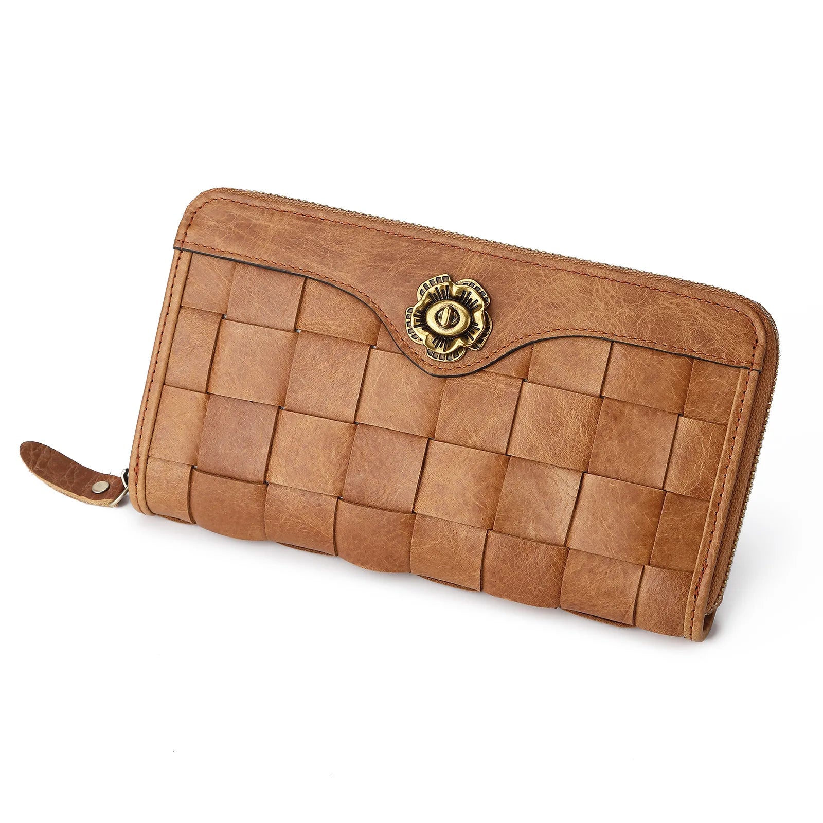 Nueva cartera larga de moda para mujer, cartera de piel de vaca para mujer, bolso de mujer a cuadros, bolso de mano casual para mujer