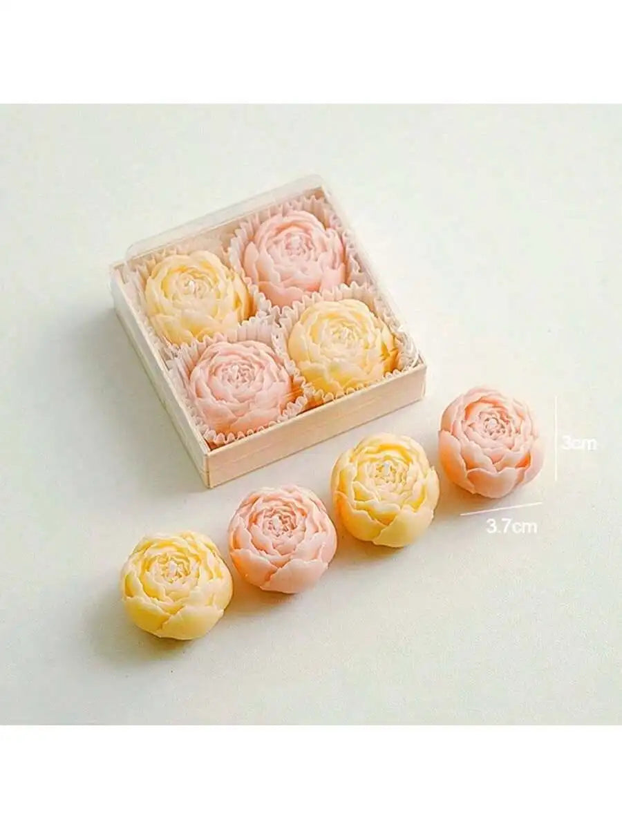 Juego de 4 velas aromáticas de rosas hechas a mano, velas perfumadas, velas con forma de ramo hechas a mano, decoración para el hogar, ideales como regalo de San Valentín.